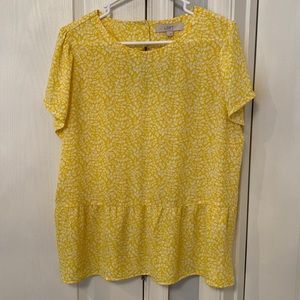 LOFT Floral Yellow Peplum Blouse